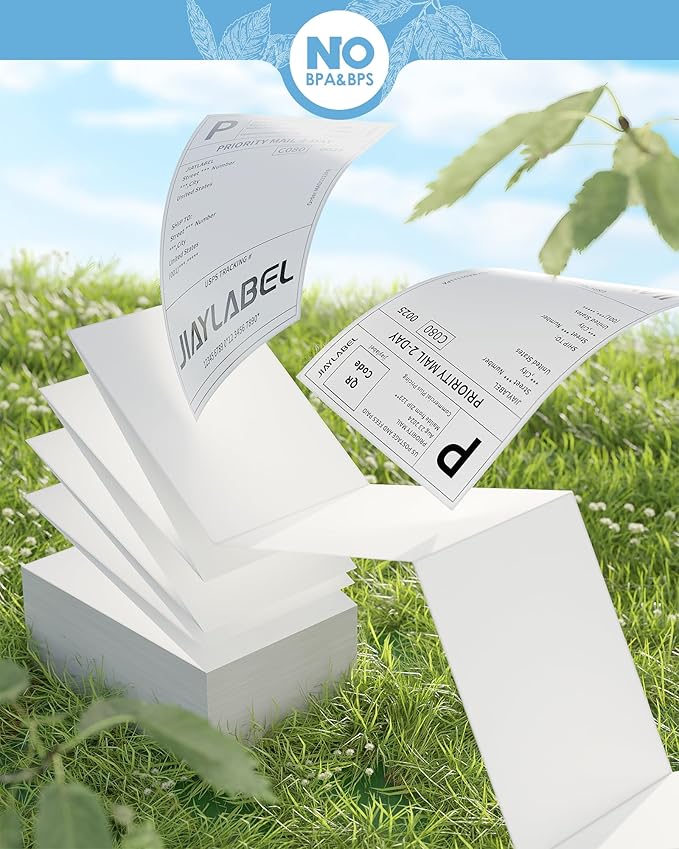 4x6 Thermal Shipping Label Mailing Stickers Paper for Thermal Label Printer USPS UPS Address Fanfold Big Packing White Color 500 Labels/Stack,1 Stack
