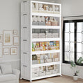 180GAL Plastic Storage Bins with Lid, 720QT Extra Large Stackable Closet Organizers and Storage, Collapsible Storage Boxes with Wheels, Folding Cabinet for Home Kitchen Office, 6Pack White