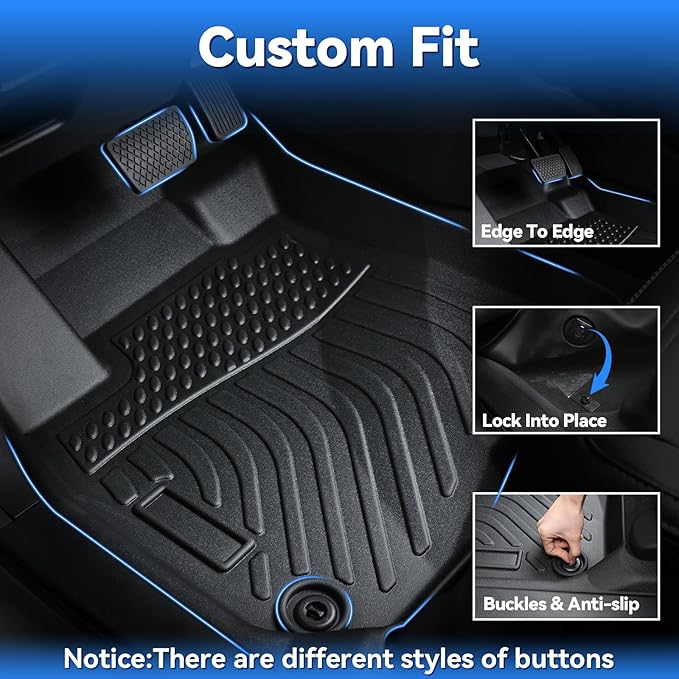 Hutisya-Floor Mats & Cargo Liner Set Fit for Ford Escape Hybrid 2020-2025 All Weather Protection Anti-Slip & Durable TPE Full Set Liners Automotive Accessories-Black