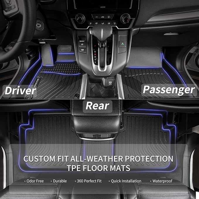 KELCSEECS® Floor Mats & Cargo Liner Custom for 2017 2018 2019 2020 Ford Fusion,All Weather Protection TPE Floor Liners Front & Rear Row Full Set Accessories Black