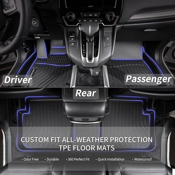 KELCSEECS® Floor Mats & Cargo Liner Custom for 2025 2024 2023 2022 2021 2020 Mazda CX-30 Only FWD All Weather Protection Waterproof TPE Floor Liners Front & Rear Row Full Set Accessories Black