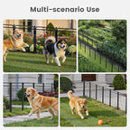 32 in(H) Decorative Garden Fence Outdoor for Yard with Gates,Heavy Duty Iron 8 Panels Total 17.3ft(L) Anti Dig Fence with Gravity Automatic Lock for Indoor/Outdoor Decorative Dog Fence,Black