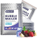 100-Pack Insulated Silver Thermal Bubble Mailers 20 x 23 - Waterproof Metallic Foil Self-Sealing Padded Envelopes for Cold Shipping, Perishables, Food, Cosmetics, Pharmaceuticals
