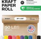 IDL Packaging Brown Paper Roll 24" x 1800" (150 feet) - USA-Made Thick Brown Wrapping Paper 50lb Thickness for Packing, Moving, Shipping & Crafts/Arts - 100% Recycled Natural Craft Wrap Material