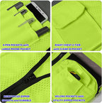 BeautyWill Custom Logo Safety Vest Mesh High Visibility Reflective Vest Customized Logo Utility Zipped Pockets Construction Workwear （Yellow,XXL）