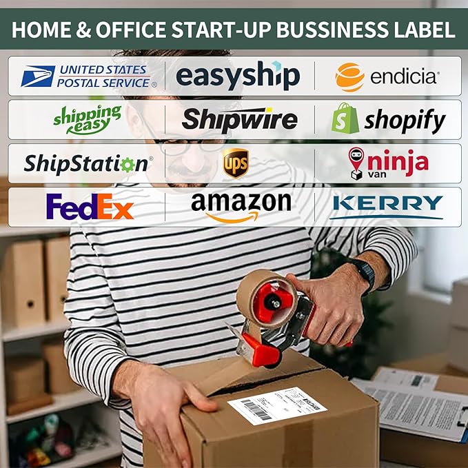 [5000Labels] 4"x6" Shipping Label 20 Rolls, 4-x-6-inch Thermal Label Paper, Compatible with Zebra 2844 Brother Rollo Direct Thermal Printer