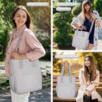NOL Insulated Lunch Bag for Women, Large Spacious Lunch Tote Bag With Removable Adjustable Shoulder Strap with Multi Pockets, Leakproof Cooler Bag,Lightweight Nylon Waterproof Lunch Box For Work,Gray