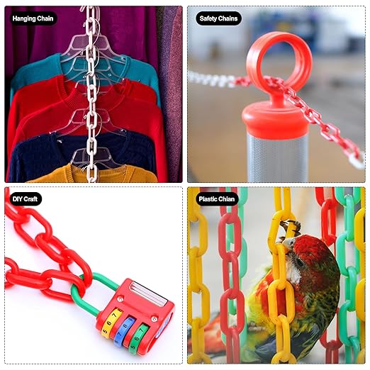 PATIKIL Plastic Chain Links, 100 Foot Safety Barrier Chain Yellow for Crowd Control, Queue Line, Parking, Fence, Gate, Concert, Construction Site and Decoration