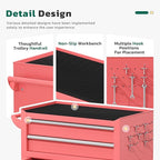 Greenvelly 8-Drawer Rolling Tool Chest, Metal Tool Chest with Wheels, Tool Cabinet with Detachable Top Tool Box, Metal Tool Cart with Liner & Hooks for Garage, Workshop, Warehouse (Pink)