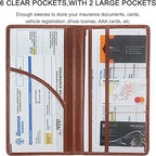 Premium Car Registration & Insurance Card Holder with Magnetic Shut, Vehicle Glove Box Car Organizer - For Documents, Cards, License (Brown)