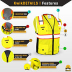 KwikSafety - Charlotte, NC - BIG KAHUNA Safety Vest [2 PACK] Class 2 ANSI OSHA Reflective Vest Durable High Visibility Vest Construction Safety Vest for Men Industrial Work Gear/Yellow XL