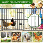 Metal Garden Fence 28in (H) x 23.3ft (L), 1 Gate + 9 Panels Dog Fence Border Fences Animal Barrier, No Dig Garden Fencing for Yard Flower Bed Lawn Patio Outdoor, PIN282810G Black