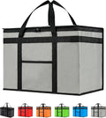 NZ home XXL Insulated Cooler Bag and Food Warmer for Delivery & Grocery Shopping with Zippered Top, Gray (1 Pack)