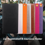Car Registration and Insurance Holder, Premium Pu Leather Vehicle Glove Box Organizer - for Driver License, Cards & Essential Documents (L-Brown)