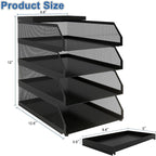 Natwind 4-Tier Desk Organizer,Stackable Paper Tray, Desk Accessories,Metal Mesh Desktop Organizer, Paper Sorter, Letter Trays,File Document Storage Rack for for Home, Office, School (Black)