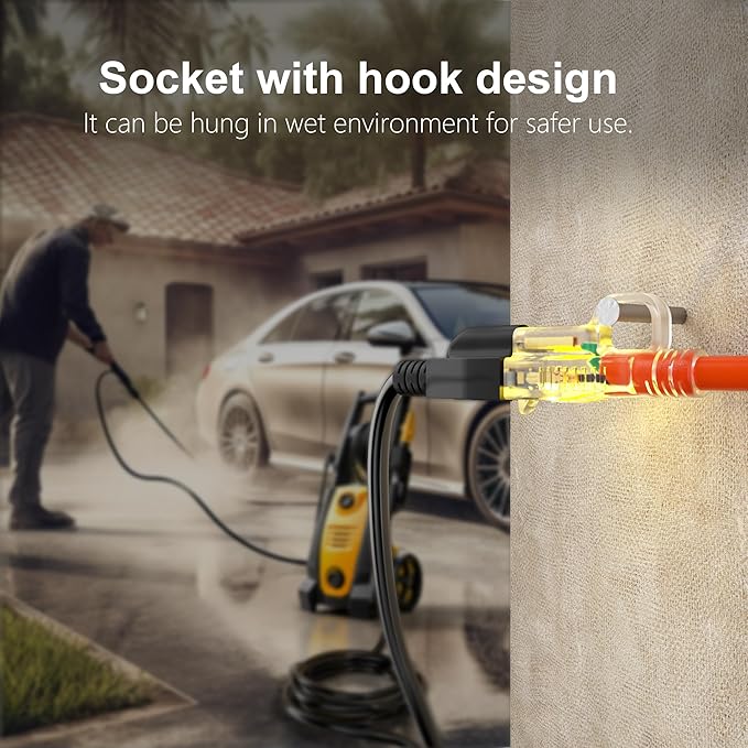 HUANCHAIN 150 ft 12/3 Gauge Outdoor Extension Cord Waterproof Heavy Duty with Lighted end, Flexible Cold-Resistant 3 Prong Electric Cord Outside, 15Amp 1875W 12AWG SJTW, Yellow, ETL