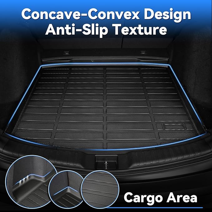 Hutisya-Floor Mats & Cargo Liner Set Fit for Nissan Rogue (Not Fit 7-Seat or Hybrid or Sport or Select) 2014-2020 All Weather Protection Anti-Slip TPE Full Set Liners Automotive Accessories-Black