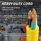 100 FT 10 Gauge Outdoor Extension Cord with Multiple Outlets Light Indicator, Flexible 3 Outlet Weatherproof Heavy Duty Extension Cord Waterproof Yellow, 15A 1875W 10AWG SJTW, ETL Listed