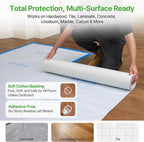 39"x100' Heavy-Duty Floor Protection | Construction Grade Carpet Protector | Drop Cloth Plastic Film for Hardwood Floors | Waterproof Painters Covering with No Residue(Ice Blue)