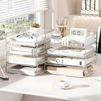 4-Tier Paper Organizer for Desk, Stackable Desk Organizer Paper Tray, Ideal for Office Supplies, A4 Storage (Clear, 4-Tier)