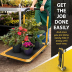 Heavy Duty Foldable Push Cart Dolly | 660 lbs. Capacity | Upgraded Collapsible Hand Truck Folding Platform with Swivel Wheels | Flat Bed Moving Wagon | Space Saving Push Handle (Yellow)