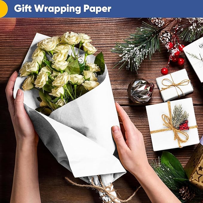 Vanhench White Kraft Wrapping Paper 17.5"×1800", Easel Painting Drawing Paper Roll Kids Art Supplies, Chart Poster Bulletin Board Paper Roll, Floor Covering Arts Crafts Table Wrap