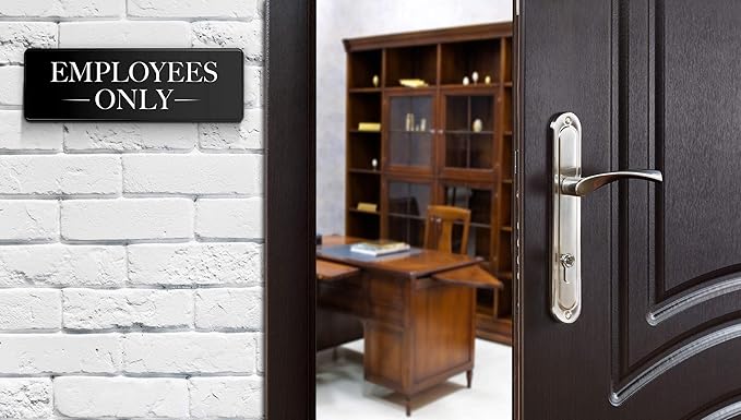 Employees Only Sign Kit For Door - 3 Pack - 3 By 9 Inch - Ideal Employee/Staff Only Signs for Office, Business, Kitchen, Restroom - Ensures Public Do Not Enter Restricted Areas