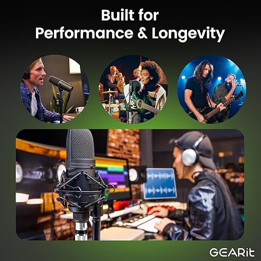 GEARit XLR Male to Female Microphone Cable (10 Feet, 6-Pack) 3-Pin Balanced Shielded Mixer, Recording Studio, Podcast - Black