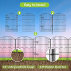 Decorative Garden Fence 6 Panels 14.8ft(L)×38in(H) No Dig Animal Barrier Fencing with 5 Panels + 1 Gate, Metal Garden Fences Rustproof Wire Border Temporary Dog Fence Outdoor for Patio Yard Lawn