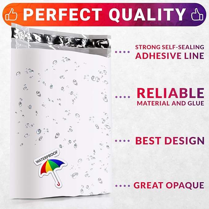 ABC PACK & SUPPLY White Gusseted Poly Mailers, 11 x 13 x 4 Inch. Pack of 100 Expansion Poly Mailers Bags. Shipping Envelopes for Clothing, 2.5 Mil. Plastic Shipping Bags Self Seal. Mailing Packages