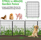 Decorative Metal Garden Fence with Gate Dog Fence Outdoor for Yard, 40in(H) x 37Ft(L) No Dig Fence 14 Panels Fencing for Dogs Animal Barrier Fence Garden Fencing for Yard, Patio, Flower Bed