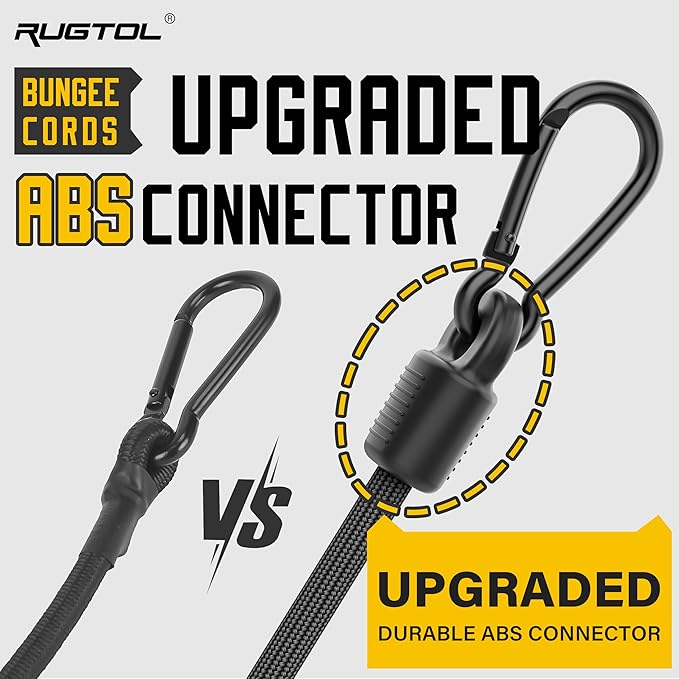 Bungee Cords with Hooks, 48 Inch Adjustable Elastic Bungee Cords with Carabiner Hooks, Easy to Adjust Bungee Rope UV Resistant for Truck Bed, SUV Trunk, Car, Bike Rack, Trash Can, Moving, Plants