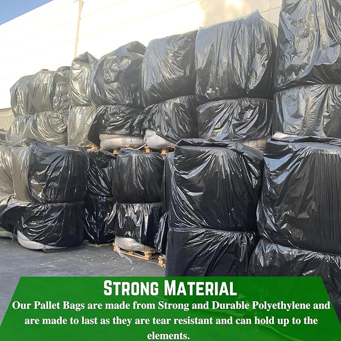 Farm Plastic Supply - Black Pallet Covers - 3 Mil - (55" x 53" x 75") - Heavy Duty Construction Grade Strength Pallet Bags, Pallet Covers, Polyethylene Pallet Bags, and Pallet Storage (5 Pack)
