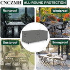 Heavy Duty Patio Furniture Covers Waterproof, 600D Outdoor Furniture Cover Waterproof for Sectional Sofa Couch, Outdoor Dining Table and Chair Set Covers 102''L x 74''W x 28''H, Grey