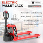 Full Electric Power Pallet Jack – Standard Duty Pallet Truck 4400 Lb Capacity, 48” L x 27” W Fork Size, Plug-in 48V/15A Lithium Battery – Max Lift Height 7.8 Inch - 2 Pack
