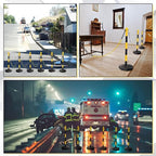 Konohan 6 Sets 34 Inch Parking Cone Delineators Post Traffic Cone Plastic Stanchion Set Stands Parking Barrier with Base 6.6 ft Chain S Hooks Reflective Collar (Yellow,Black)