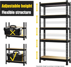 PrimeZone Storage Shelves 5 Packs 5 Tier Adjustable Garage Storage Shelving, Heavy Duty Metal Storage Utility Rack Shelf Unit for Warehouse Pantry Closet Kitchen, 28" x 12" x 59", Black