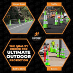 Xpose Safety 36” Lime Green Traffic Cone Dual 6" & 4" Reflective Collar – 8 Pack Multipurpose Premium PVC Safety Cone for Parking, Caution, Construction, Road Crews, Emergency Vehicle - DOT Approved