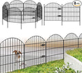 Metal Garden Fence with Gate 28in (H) x 18.7ft (L), 1 Gate + 7 Panels Dog Fence Border Fence Animal Barrier, No Dig Garden Fencing for Yard Flower Bed Lawn Patio Outdoor, ECG2829 Black