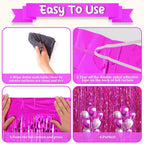 3 Pack 3.3x8.2 Feet Pink Foil Fringe Backdrop Curtains, Tinsel Streamers Birthday Party Decorations, Fringe Backdrop for Graduation, Baby Shower, Gender Reveal, Disco Party
