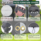 Square Heavy Duty Patio Table Covers Waterproof, 600D Outdoor Dining Table and Chair Set Covers, Outdoor Furniture Cover Waterproof for Sectional Sofa Couch 42''L x 42''W x 28''H, Grey