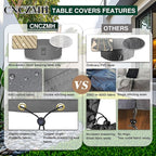 Heavy Duty Patio Furniture Covers Waterproof, 600D Round Outdoor Furniture Cover Waterproof for Sectional Sofa Couch, Outdoor Dining Table and Chair Set Covers 62"DIA x 28"H, Grey