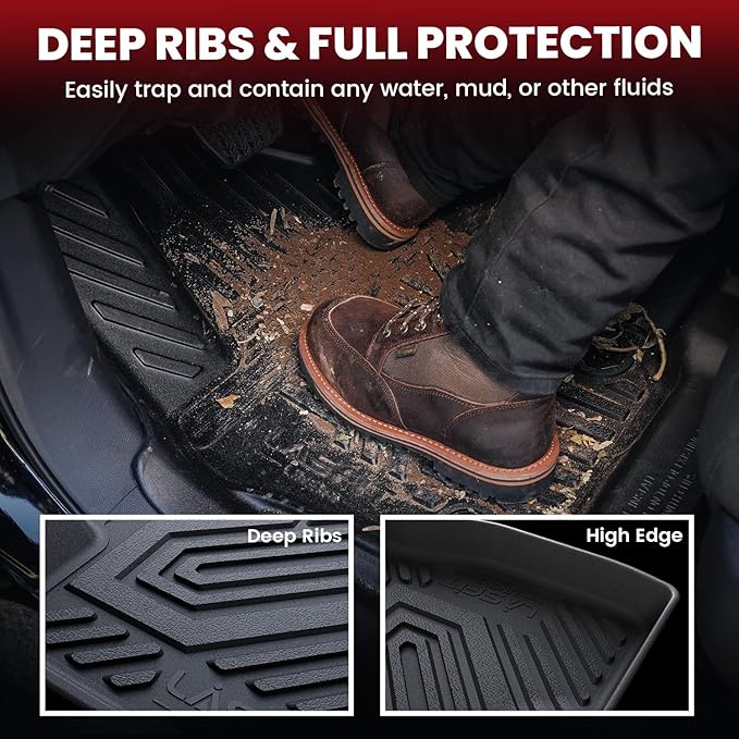 LASFIT Floor Mats for Chrysler Pacifica 2017-2025, All-Weather TPE Floor Liners & Trunk Cargo Mats Accessory for Pacifica/Voyager (7-Seater,Non Hybrid