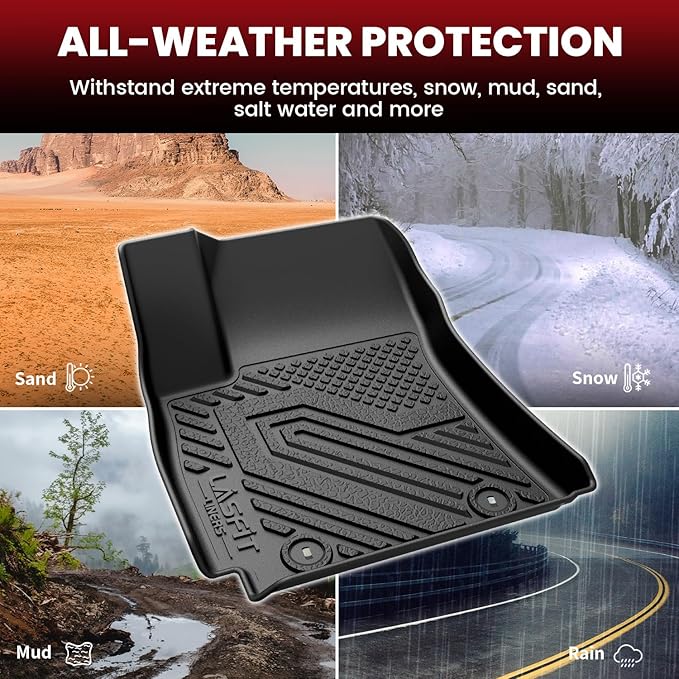 LASFIT Floor Mats & Cargo Mat Fits for Hyundai Kona 2026 2025 2024 N Line/SE/SEL/Limited (Not for EV), All Weather TPE Custom Fit Kona Car Mats & Trunk Liner,Full Set Car Accessories, Black
