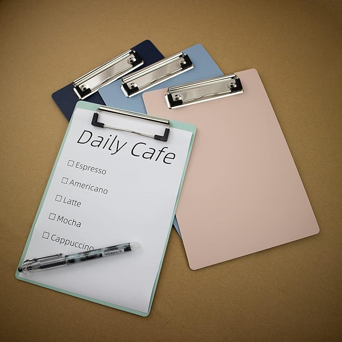 Small Clipboards 6" X 9" Mini Clipboards 4-Pack Half Letter Memo Size Clipboard Menu Pads Receipt Clips for School Office Restaurant Cafe Hotel Black (Black Clip)