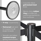 Qbuster Black Stanchions with Retractable Belts, Crowd Control Safety Barrier with 11’ Black Belts, 1 Sign Holder, Set of 8 Posts
