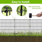 5 Panels No Dig Decorative Outdoor Garden Fence for Yard, 48 in(H) X 13.13 ft(L) Animal Barrier Fencing Rustproof Metal Wire Panel Border for Dog, Rabbits, and Patio Temporary Ground Stakes