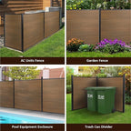 6ft x 6ft Outdoor Privacy Fence, Tall Wind Resistant Covering, Wood Plastic Composite Panel with 2 Posts for Yard, Backyard, Garden and Swimming Pool