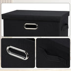 Medium 15" 21 Quart Collapsible Stackable Storage Bins with Lids, 1 Pack Black Foldable Fabric Closet Storage Boxes with Lids, 4 Handles Heavy-duty Linen Cube Baskets for Bedroom