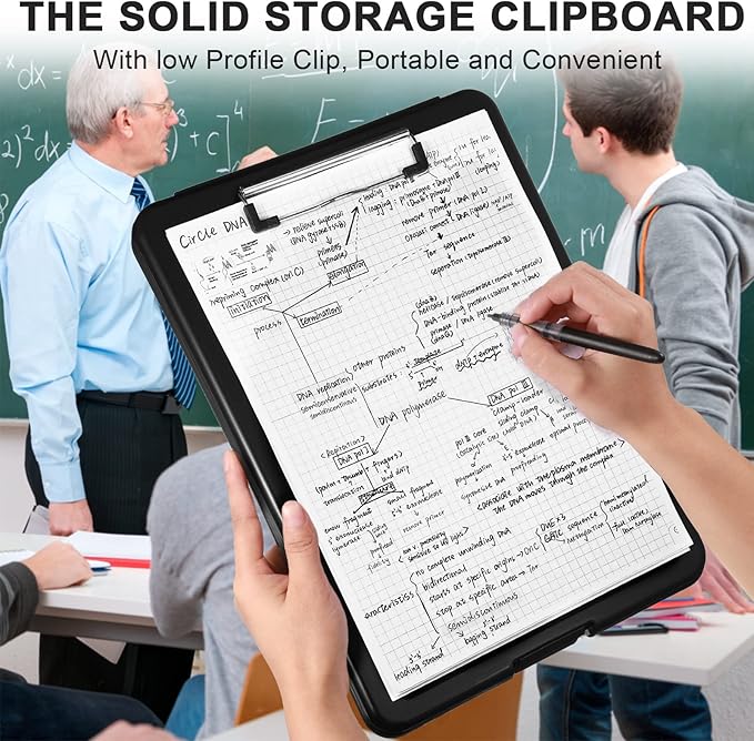 Mimorou 20 Pcs Clipboard with Storage Plastic Nursing Clipboard 9.5 x 13.5 Inch with Low Profile Clip Foldable Clip Board with Storage for Home Office Back to School Supplies